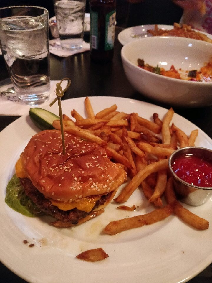 Tavern Burger with Cheddar Cheese and Bacon Jam